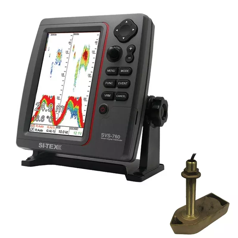 SI-TEX SVS-760 Dual Frequency Sounder 600W Kit w/Bronze Thru-Hull Temp Transducer - 1700/50/200T-CX | SVS-760TH