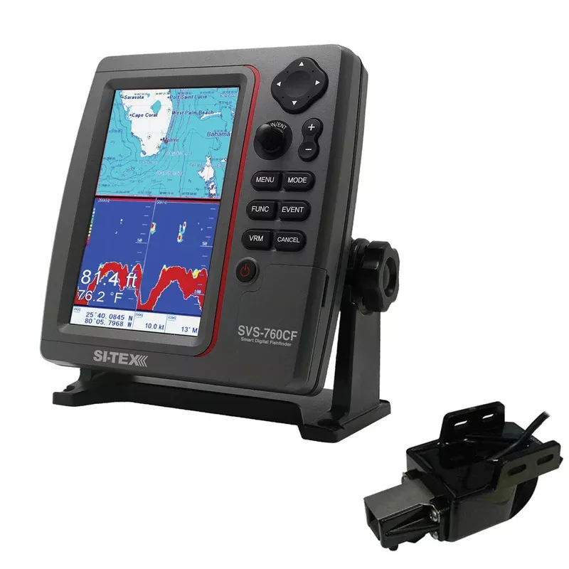 SI-TEX SVS-760CF Dual Frequency Chartplotter/Sounder w/ Navionics+ Flexible Coverage | SVS-760CF
