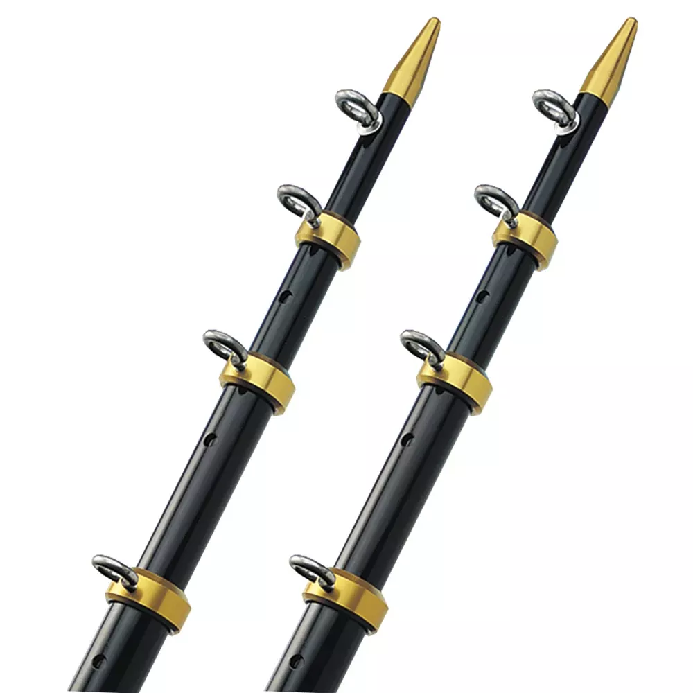 TACO 15' Telescopic Outrigger Poles 1-1/8" - Black/Gold | OT-0441BKA15