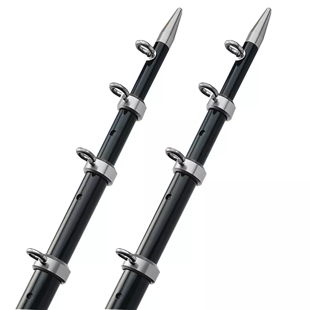 TACO 15' Telescopic Outrigger Poles HD 1-½" - Black/Silver | OT-0542BKA15-HD
