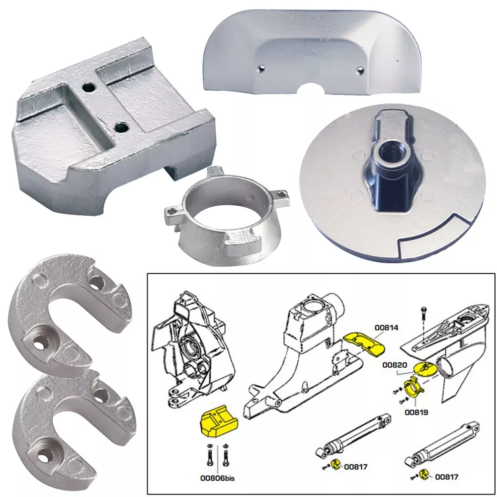 Tecnoseal Anode Kit w/Hardware – Mercury Alpha 1 Gen 2 – Aluminum