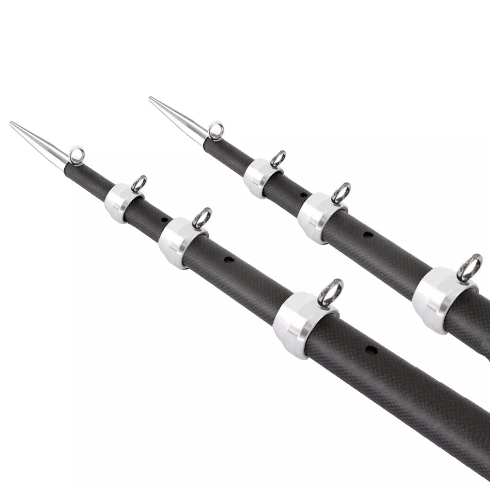 Tigress XD 3k Carbon Fiber Telescoping Outrigger Poles – 18 feet – Matte Black/ Silver – Pair