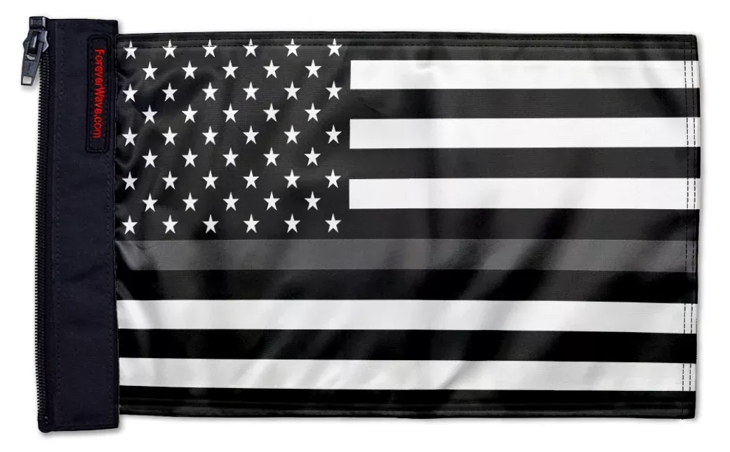 USA Subdued Thin Grey Line 12"x18" Forever Wave Flag for Jeep Wrangler CJ-7 and CJ-8 1976-1986