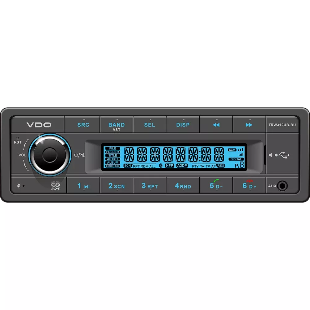 VDO 12V Radio w/FM RDS Tuner MP3/WMA/USB/Bluetooth – Blue Illumination
