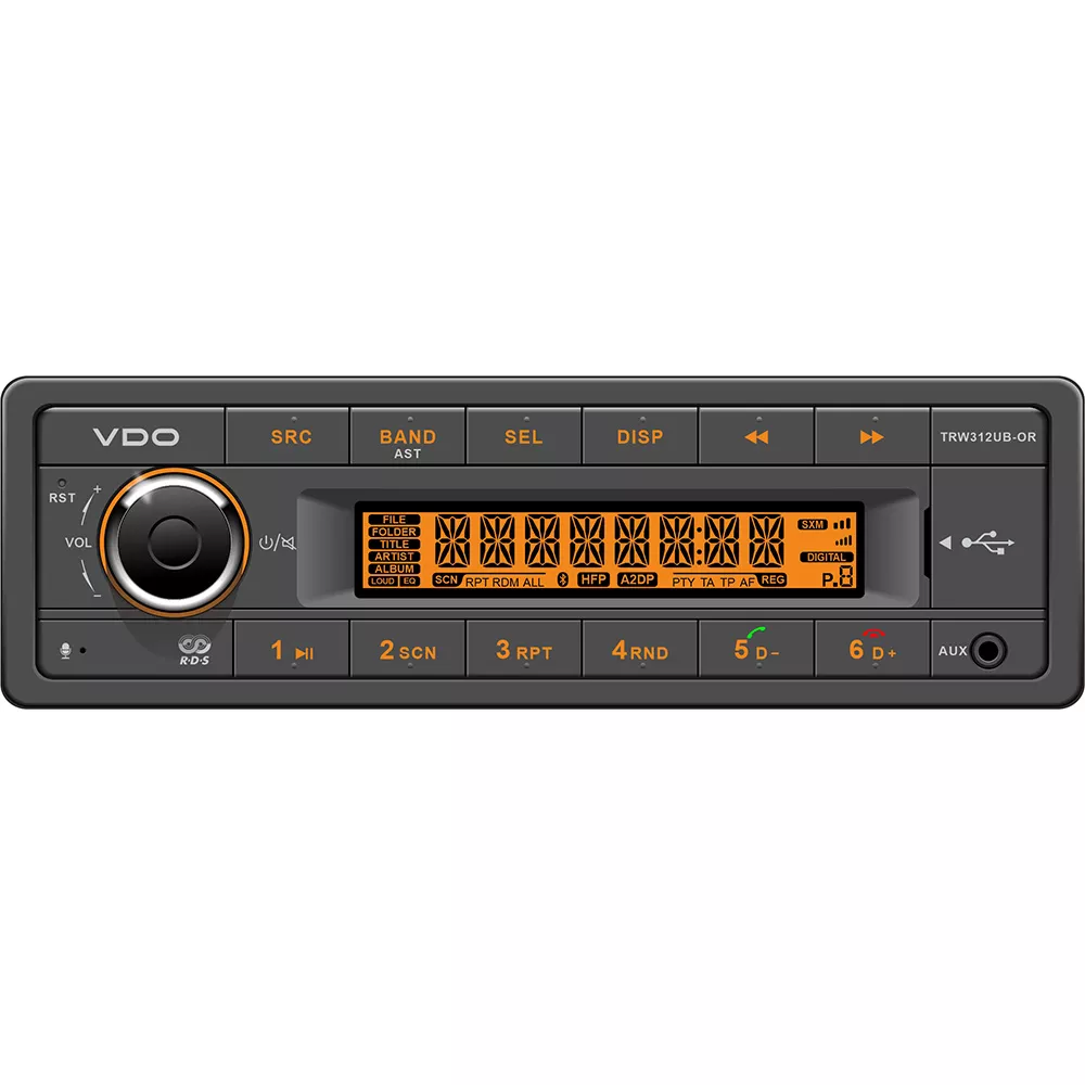 VDO 12V Radio w/FM RDS Tuner MP3/WMA/USB/Bluetooth – Orange Illumination