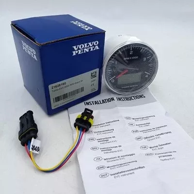 VOLVO PENTA Tachometer EVC 4000 RPM Black 85 Kit 21628160 D2 D4 D6 Inboard Engin