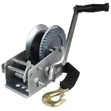 Zinc Plated 3,000 lbs Maximum Load 2 Speed Boat Trailer Winch - 25 Ft Strap